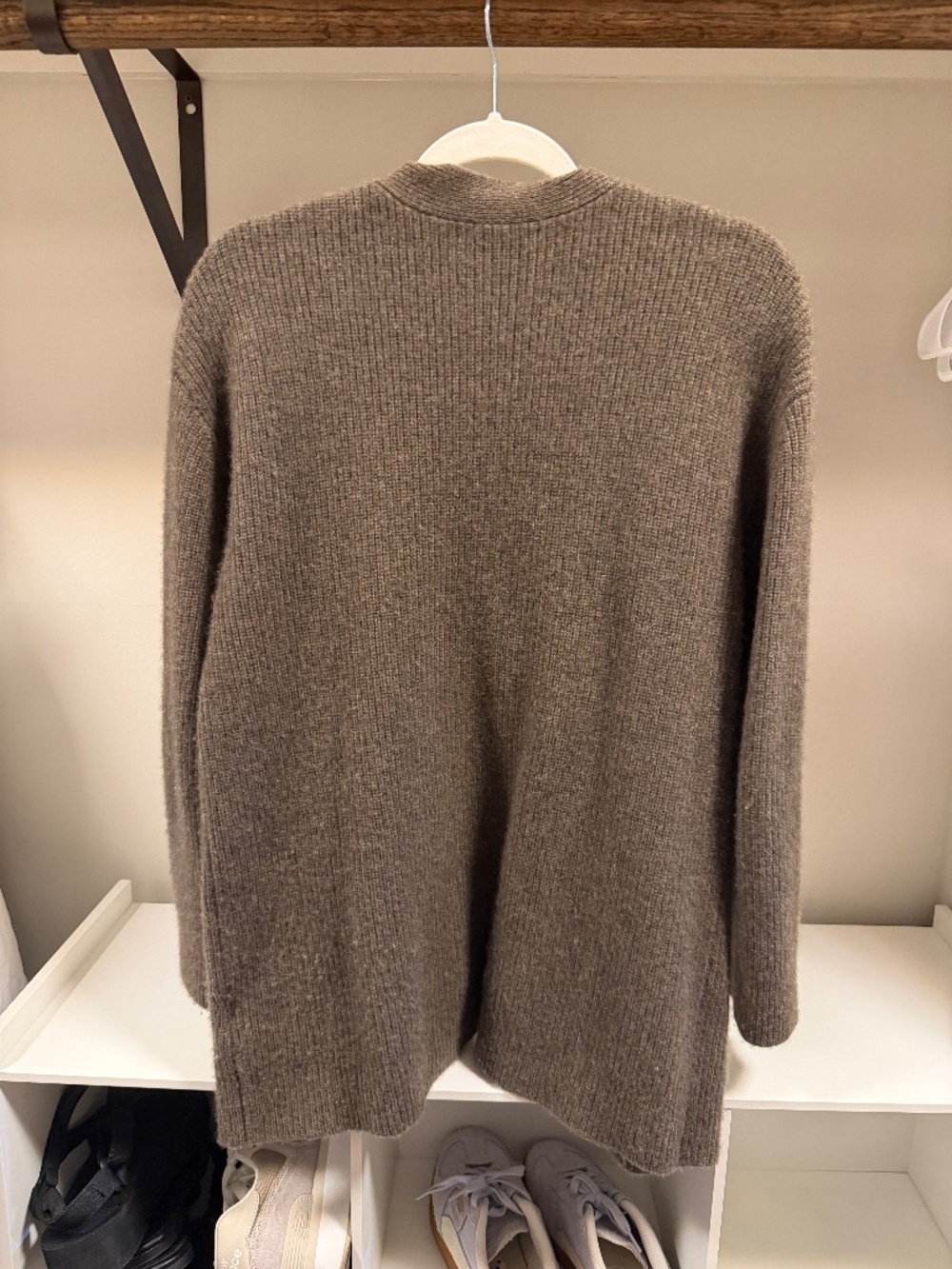 Mongolian Cashmere Oversized Boyfriend Cardigan Sweater in Brown - Picture 6 of 7